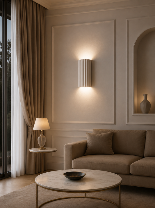 FluteGlow — Fluted Resin Decorative Wall Sconce