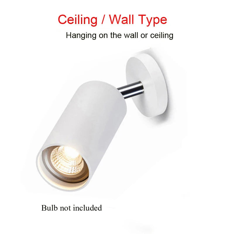 SpotTrack GU10 Wall & Track Spotlight — 340° Rotatable, 7W LED, Black Gold White, Hardwired