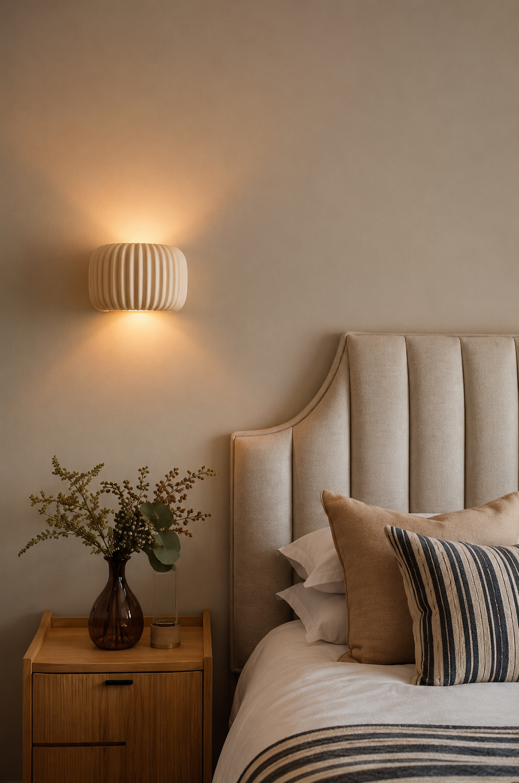 RidgeGlow — Decorative Ribbed Resin Wall Sconce