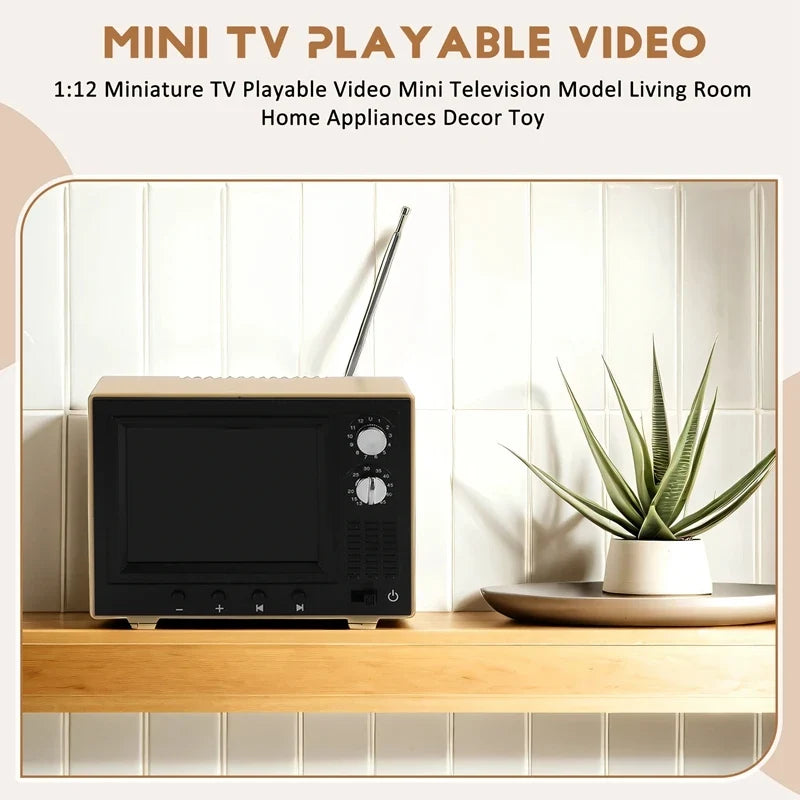Retro Miniature TV – Playable 1:12 Scale Dollhouse Decor