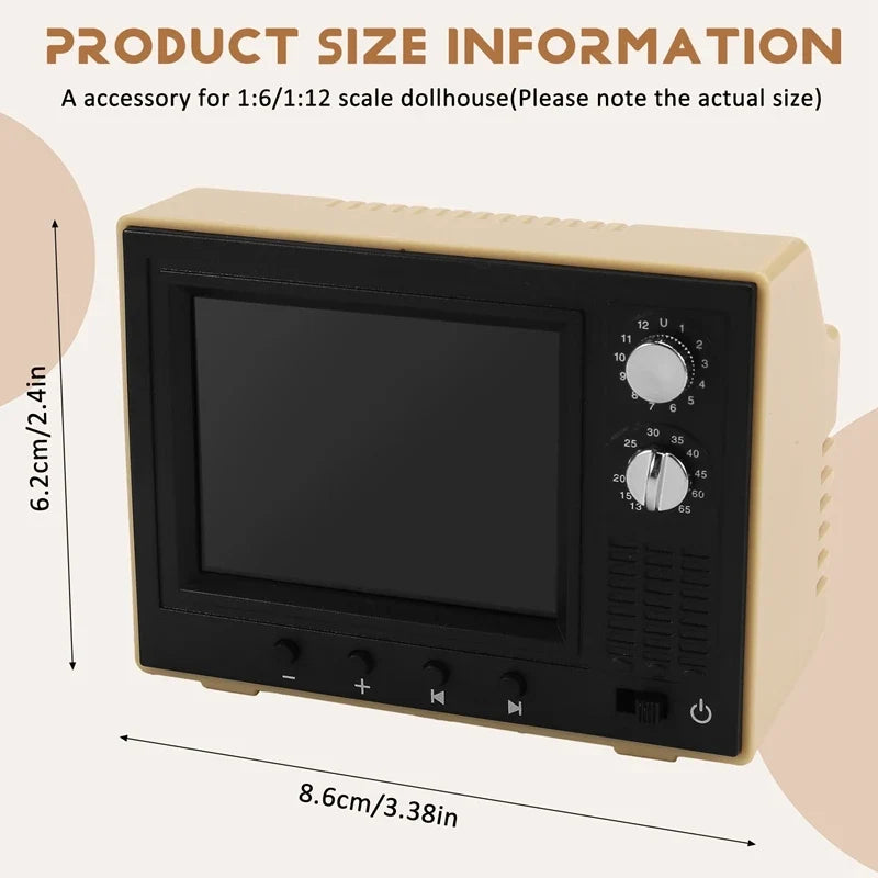 Retro Miniature TV – Playable 1:12 Scale Dollhouse Decor