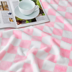 Pastel Pink Plaid Throw Blanket
