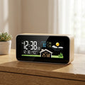 TerraGlow Wireless Weather Station Clock — Color Display, Indoor/Outdoor Temperature & Humidity