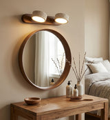 StoneBar Travertine Wall Light — Wood & Stone LED Vanity Bar, 2/3/4 Heads, Wabi-Sabi