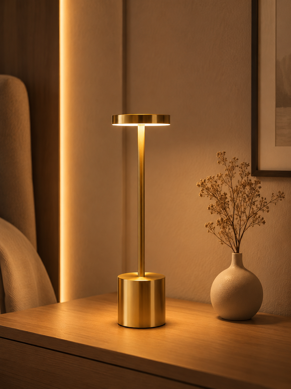 PillarGlow — Cordless LED Table Lamp with Touch Dimmer