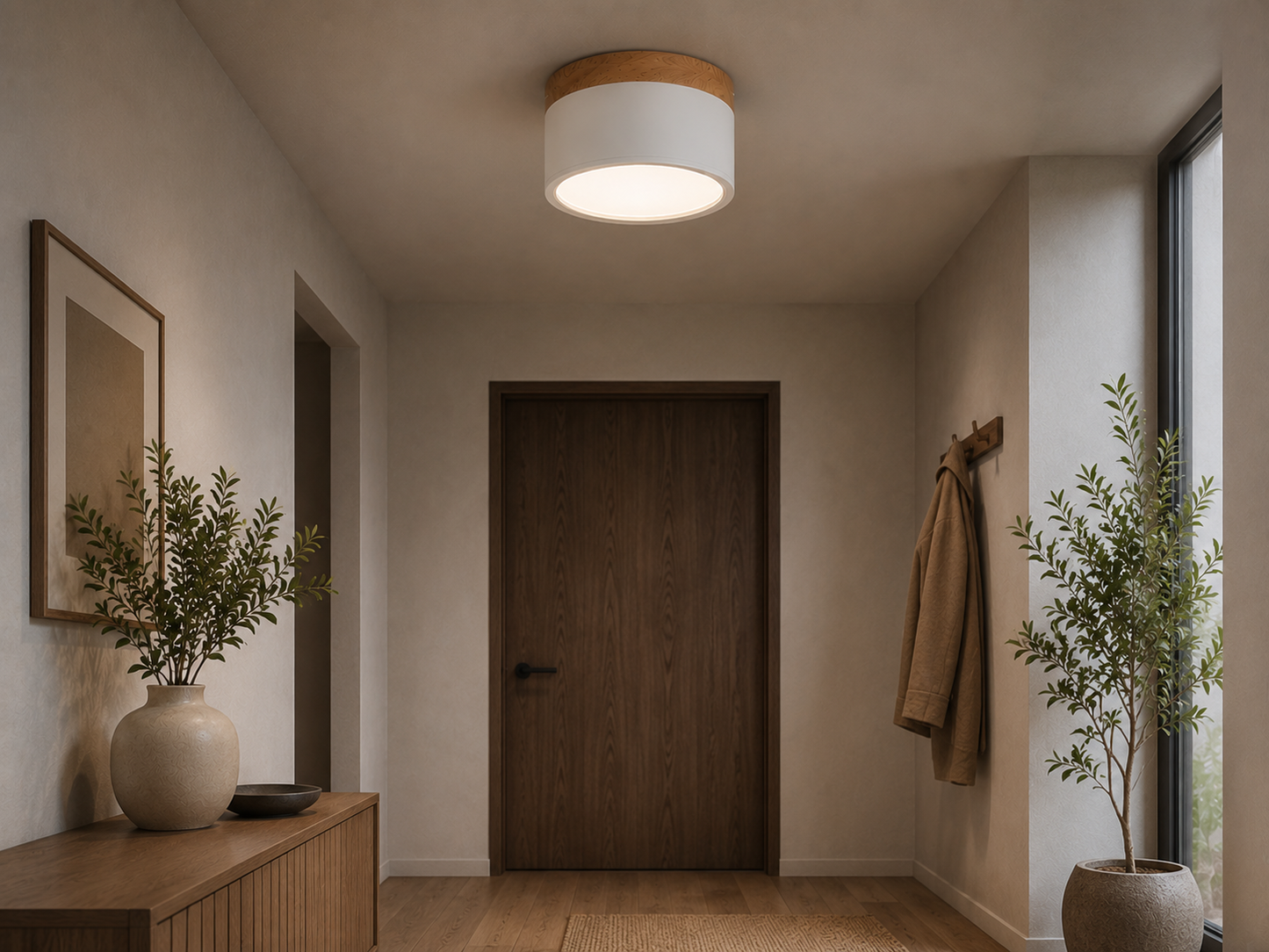 CanopyGlow — Nordic Wood-Accent LED Ceiling Spot