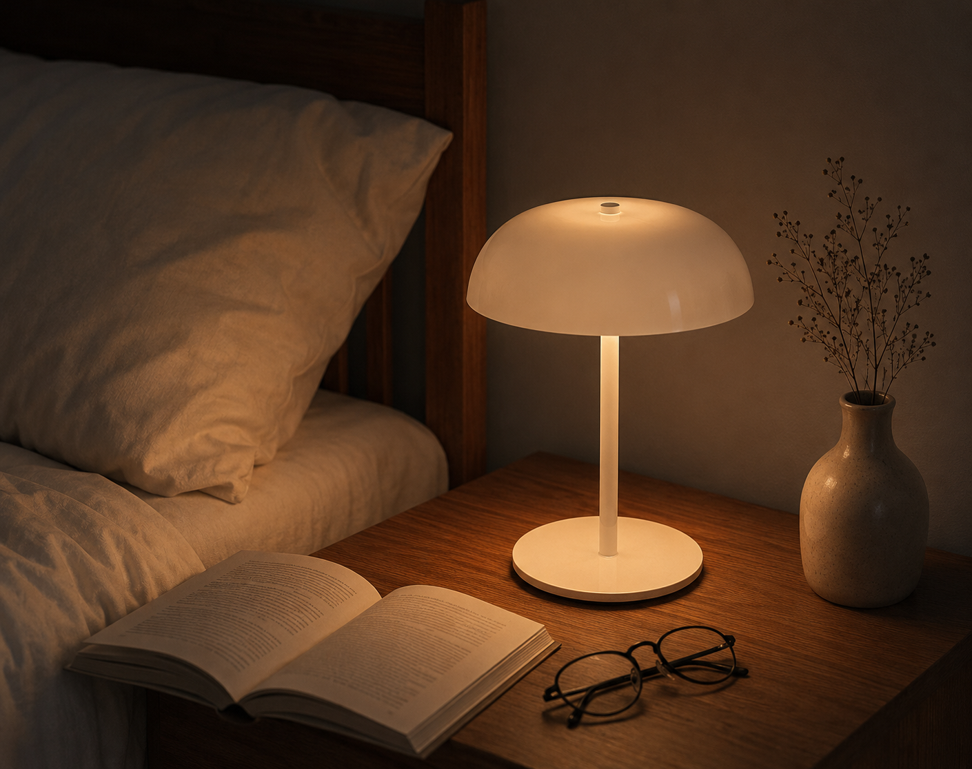 DomeGlow — Rechargeable Touch Reading Lamp with Marble Base