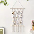 Macramé Photo Display Wall Hanging with 10 Clips