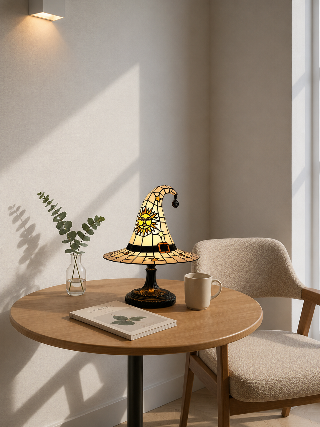 WitchHat Stained Glass Lamp — Mystical Tiffany-Style Decor
