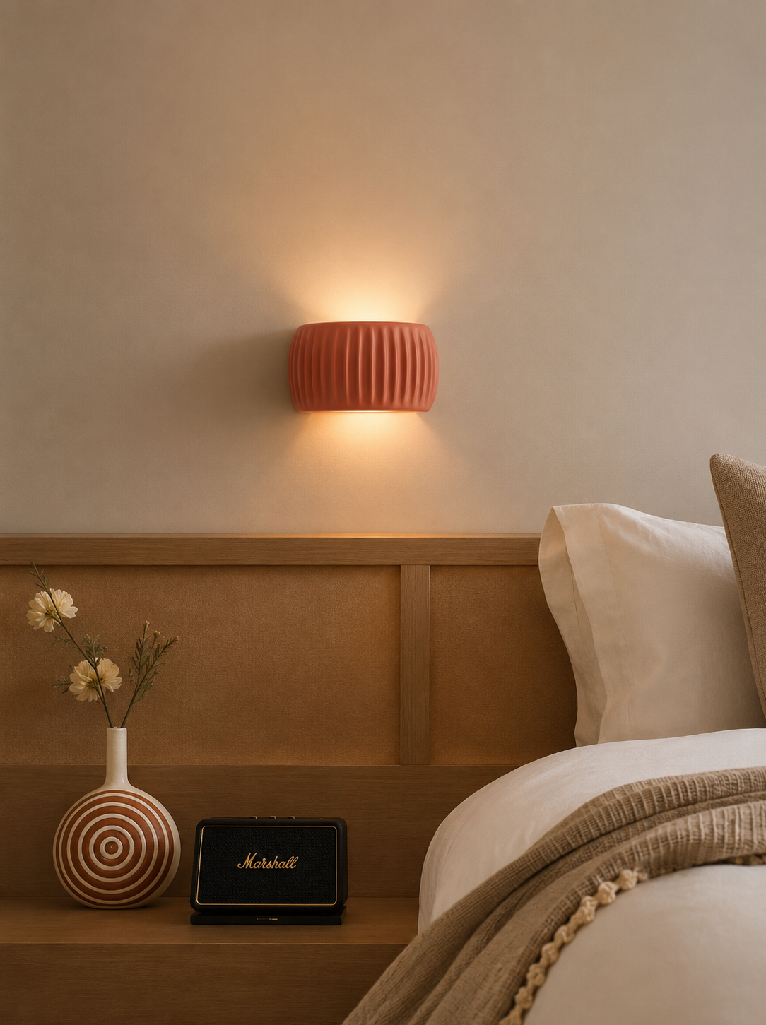 RidgeGlow — Decorative Ribbed Resin Wall Sconce
