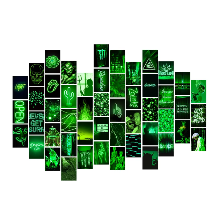 Neon Green Wall Collage