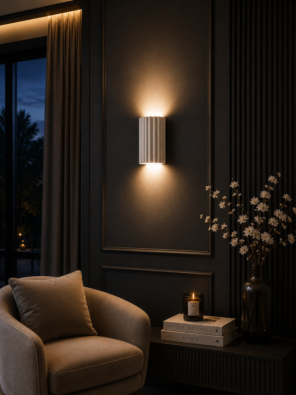FluteGlow — Fluted Resin Decorative Wall Sconce