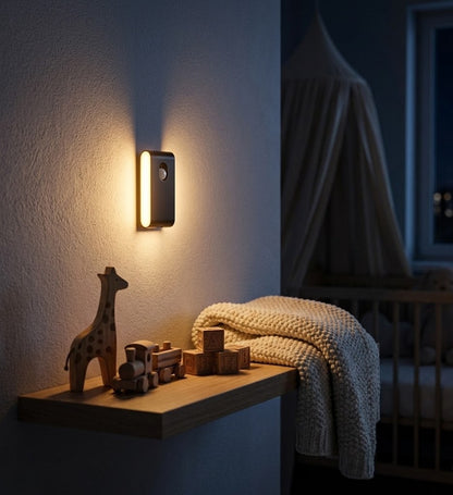 WarmSense Motion Sensor Night Light — Warm White 2700K, Rechargeable, Magnetic Mount, USB-C