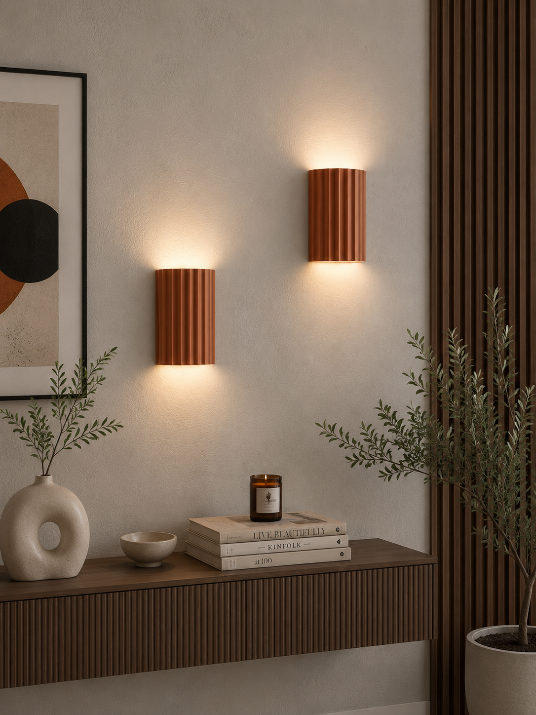FluteGlow — Fluted Resin Decorative Wall Sconce