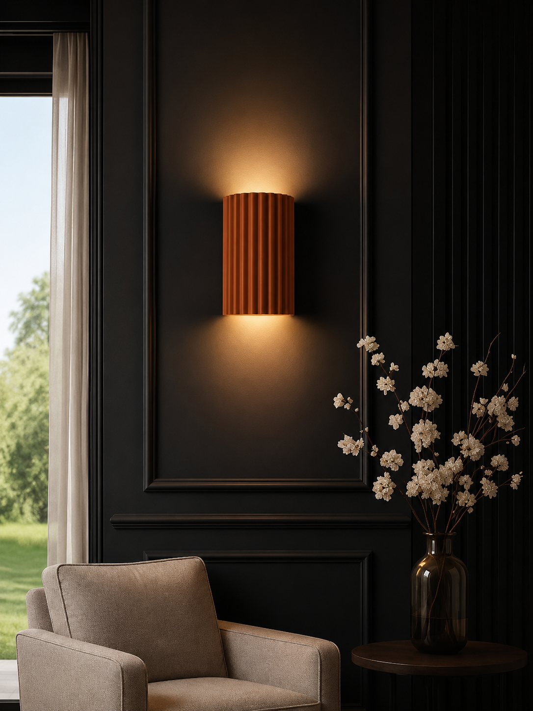 FluteGlow — Fluted Resin Decorative Wall Sconce