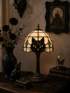 TiffanyCat Stained Glass Table Lamp — Vintage Cat Decor