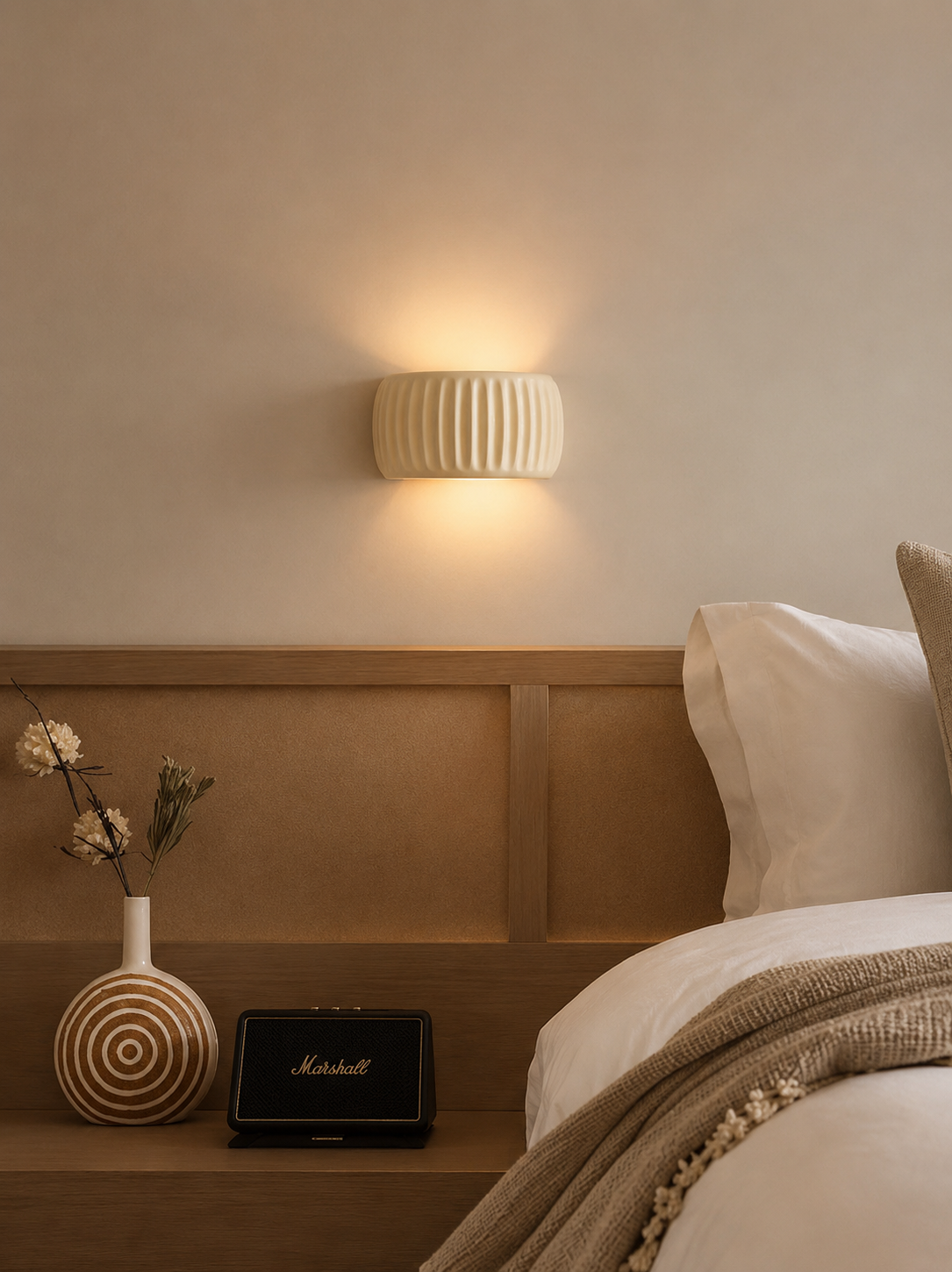 RidgeGlow — Decorative Ribbed Resin Wall Sconce