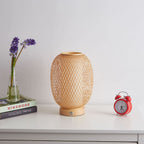Hand - Woven Bamboo Cordless Table Lamp with Rechargeable Battery