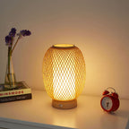 Hand - Woven Bamboo Cordless Table Lamp with Rechargeable Battery