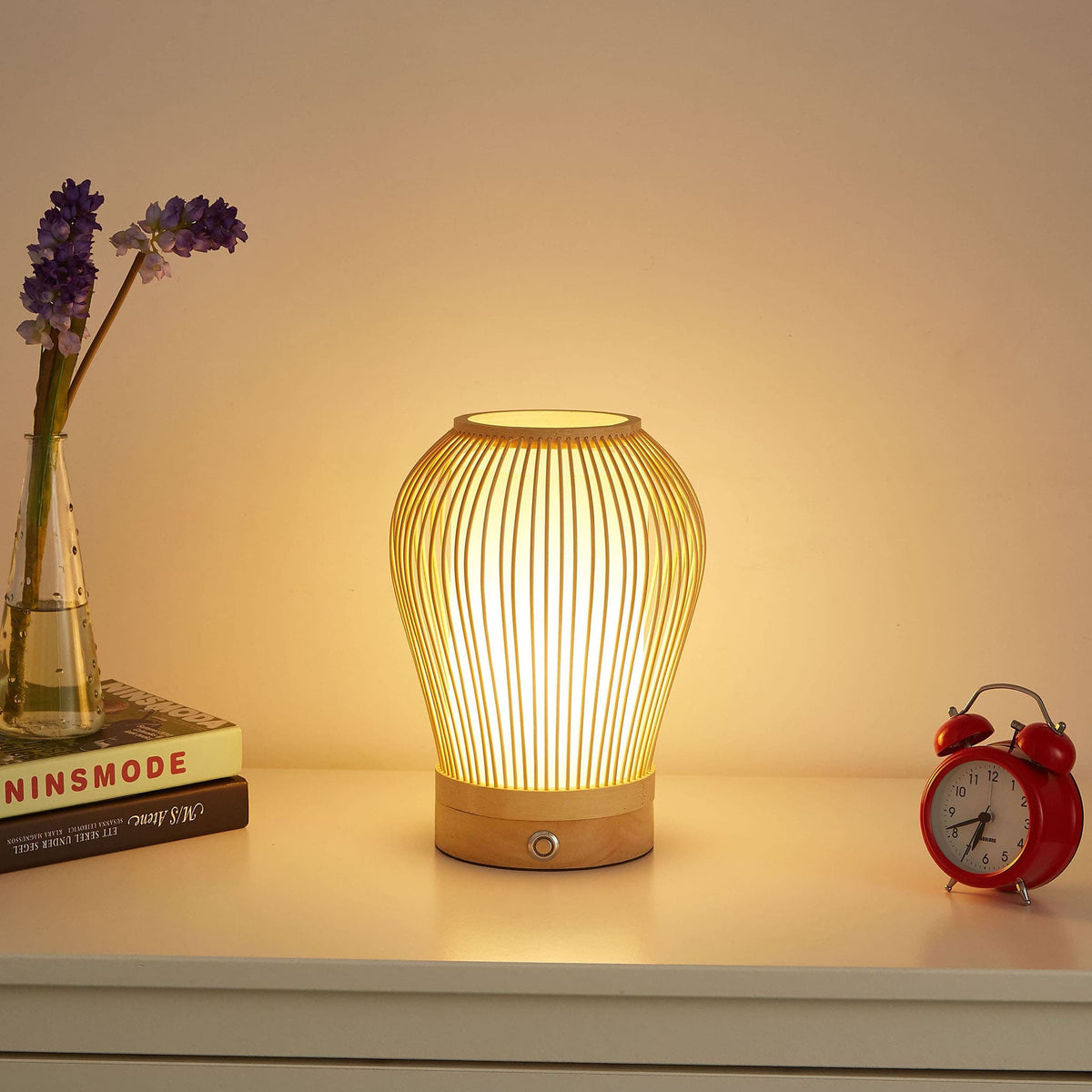 Rechargeable Woven Bamboo Table Lamp