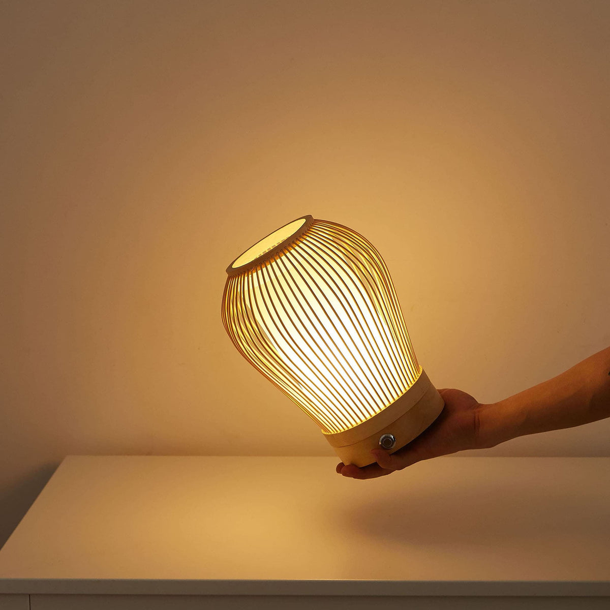 Rechargeable Woven Bamboo Table Lamp