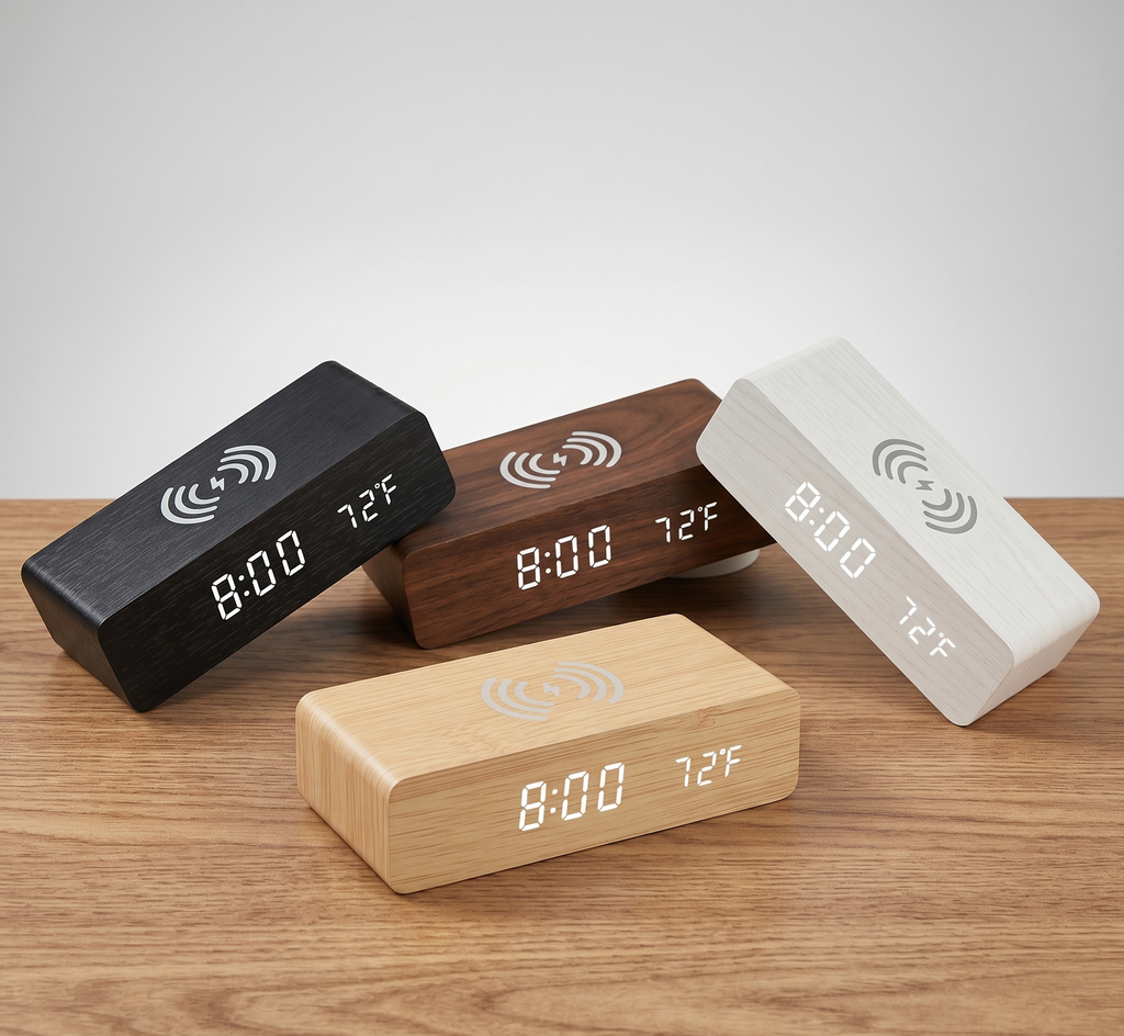 Digital Alarm Clock with Wireless Charging Pad, LED Display — DawnBlock