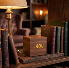 WoodCube — LED Alarm Clock with Voice Control