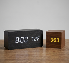 WoodCube — LED Alarm Clock with Voice Control