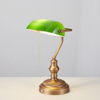 Cordless Green Glass Banker's Lamp - Brown Bronze