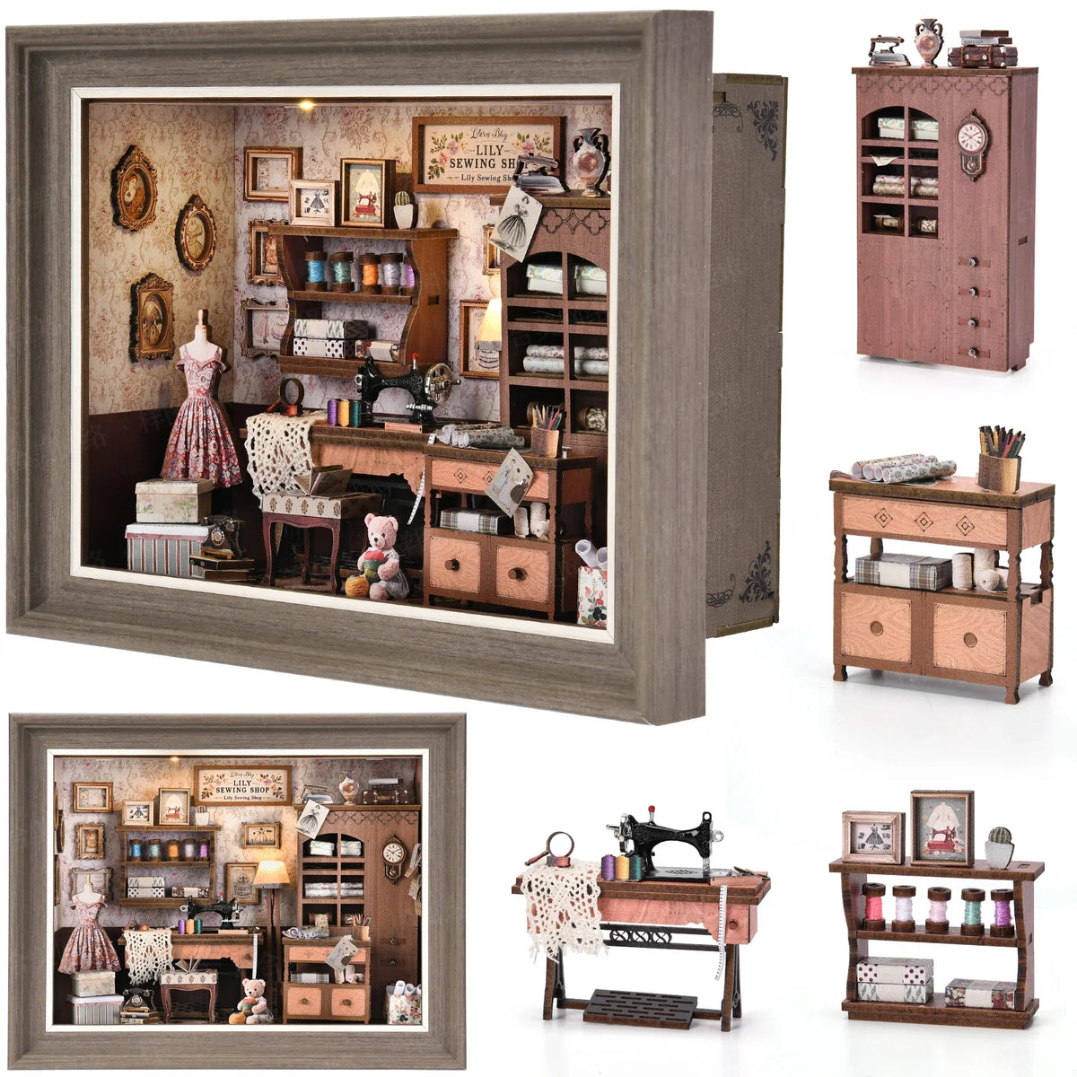 Lily Sewing Shop Miniature With LED Lights