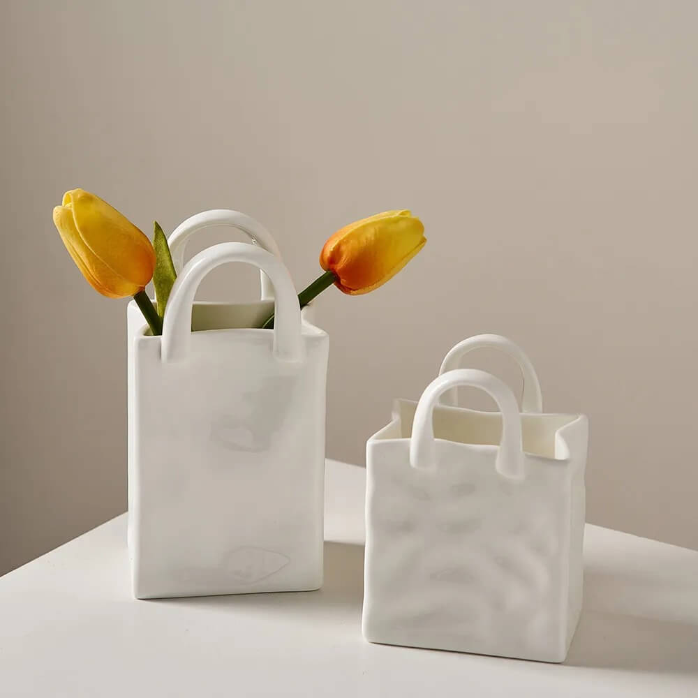 Paper Bag Shaped Ceramic Vase