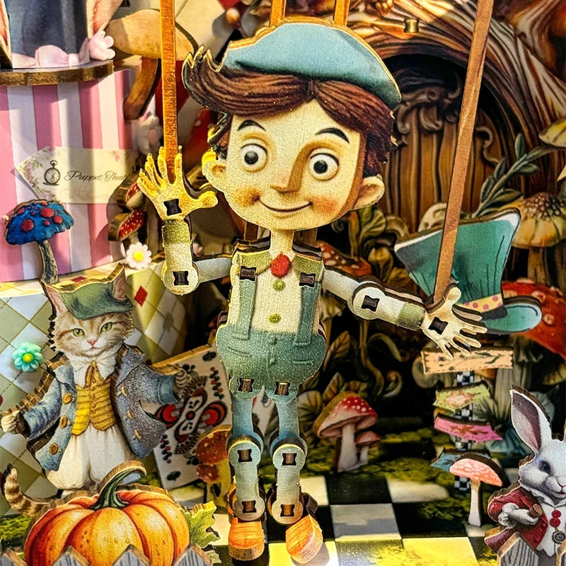 Pinocchio Puppet Theater DIY Book Nook Kit With LED Lights