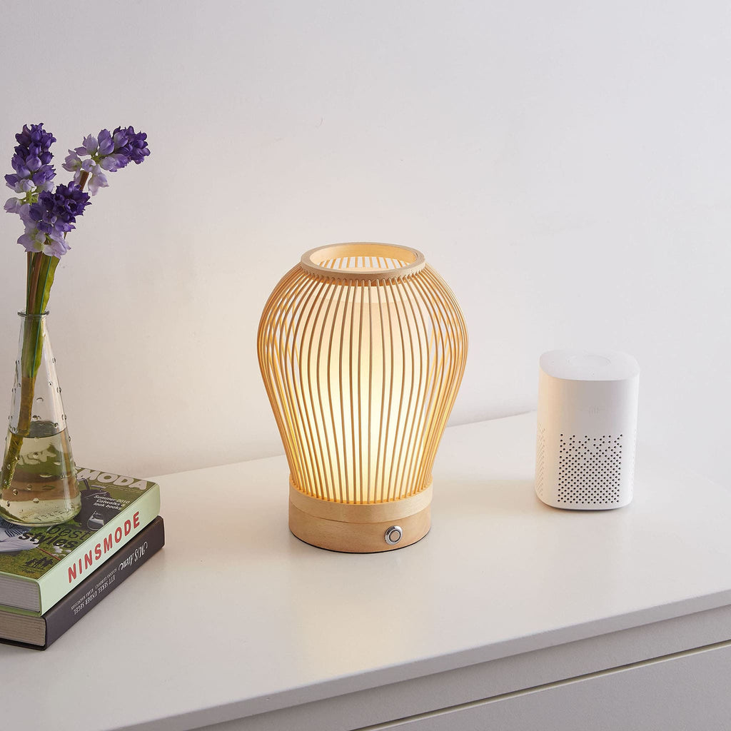 Rechargeable Woven Bamboo Table Lamp