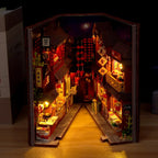 Book Nook Kit DIY Bookshop Miniature, Wooden Bookshelf Insert 7.3 x 3.3 x 6.7 in, 3D Puzzle for Adults