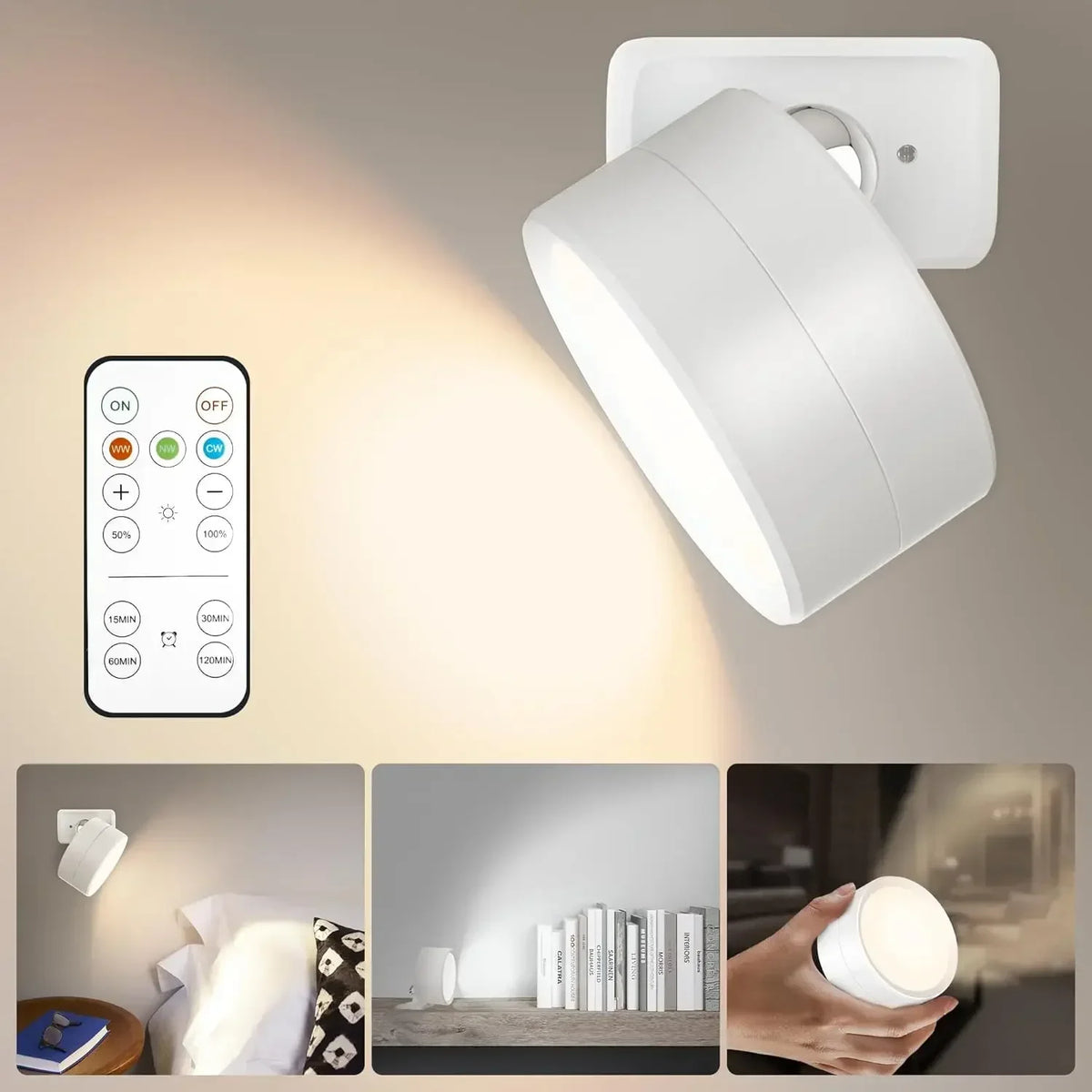 Wall Sconce Rechargeable Battery Operated with Remote, Magnetic LED Wall Light, Dimmable, Motion Sensor Option