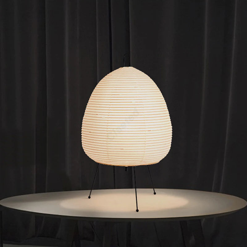 AkariGlow Japanese Rice Paper Table Lamp — E27 Tripod, Wabi-Sabi, Bedroom & Living Room