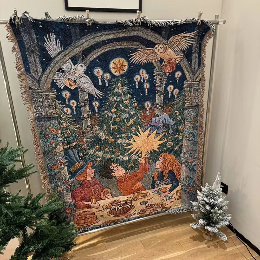Midnight Magic woven Christmas tapestry throw