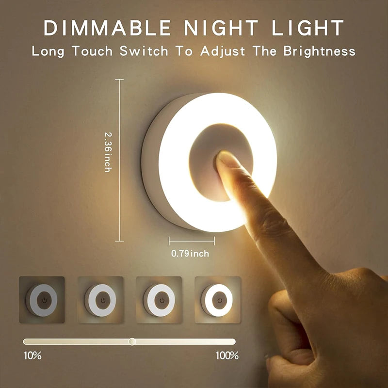 TapGlow Touch LED Night Light — Rechargeable, Magnetic, 3 Color Temps, Dimmable, 1–6 Pack