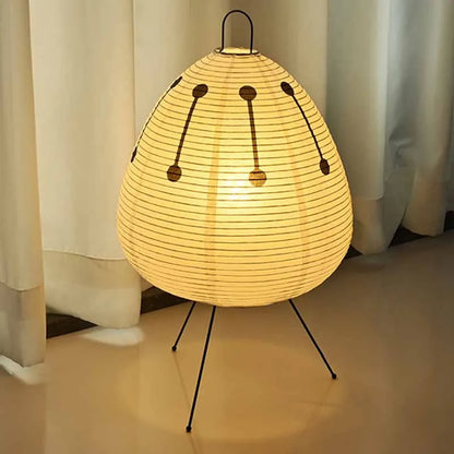 AkariGlow Japanese Rice Paper Table Lamp — E27 Tripod, Wabi-Sabi, Bedroom & Living Room