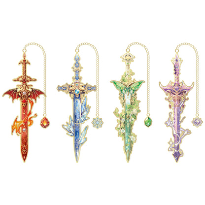 Fantasy Sword Bookmark Set — 4 Metal Bookmarks for Readers