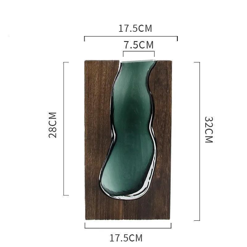 Wooden Glass Floral Vase