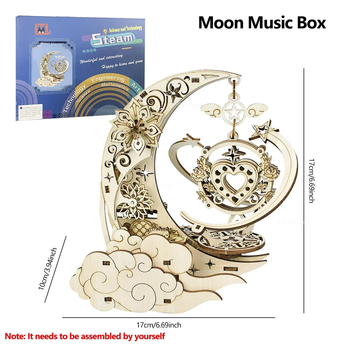 Moon & Star Music Box Wooden Puzzle