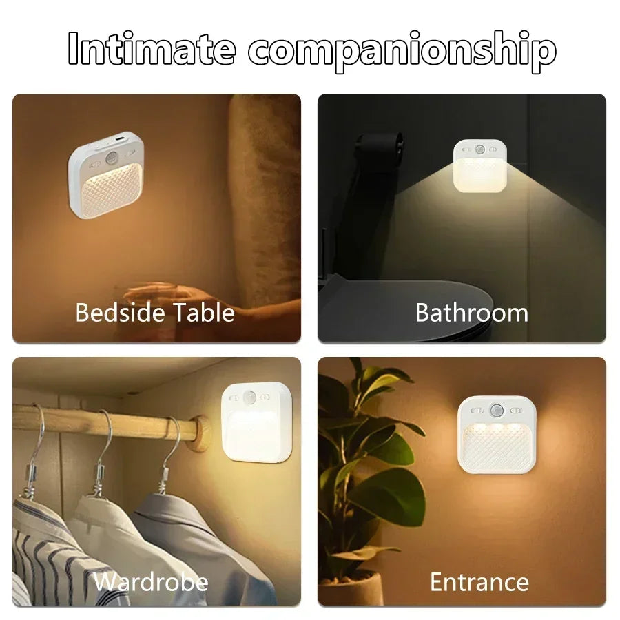 SenseGlow Motion Sensor Night Light — Rechargeable, Magnetic, USB-C, 3 Color Temps, Stick-On