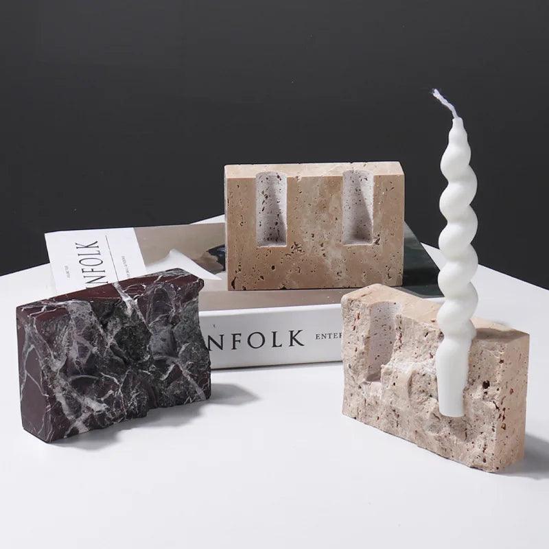 Travertine Stone Candle Holder