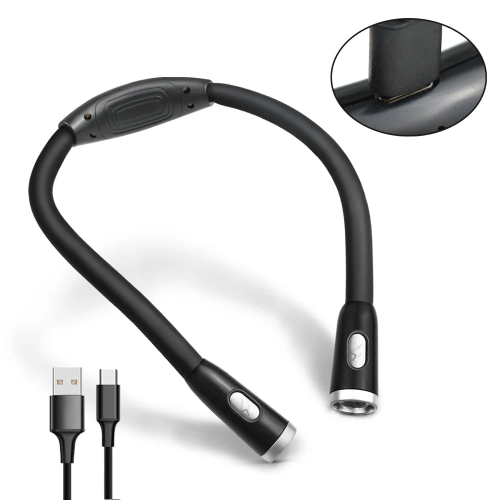 Neck Reading Light Rechargeable, Hands-Free LED Book Light for Reading in Bed, Knitting, Crafts