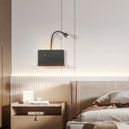 DeskGlow Wall Lamp — Bedside LED Light with Wireless Qi Charging, USB Port & Shelf, Plug-In
