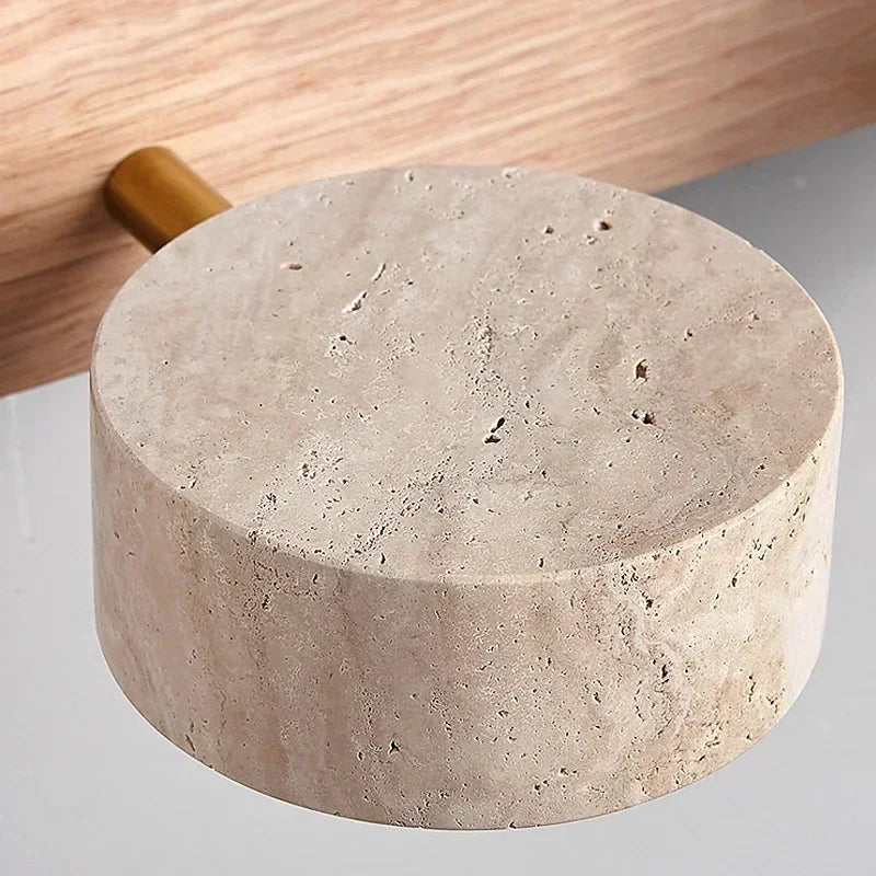 StoneBar Travertine Wall Light — Wood & Stone LED Vanity Bar, 2/3/4 Heads, Wabi-Sabi