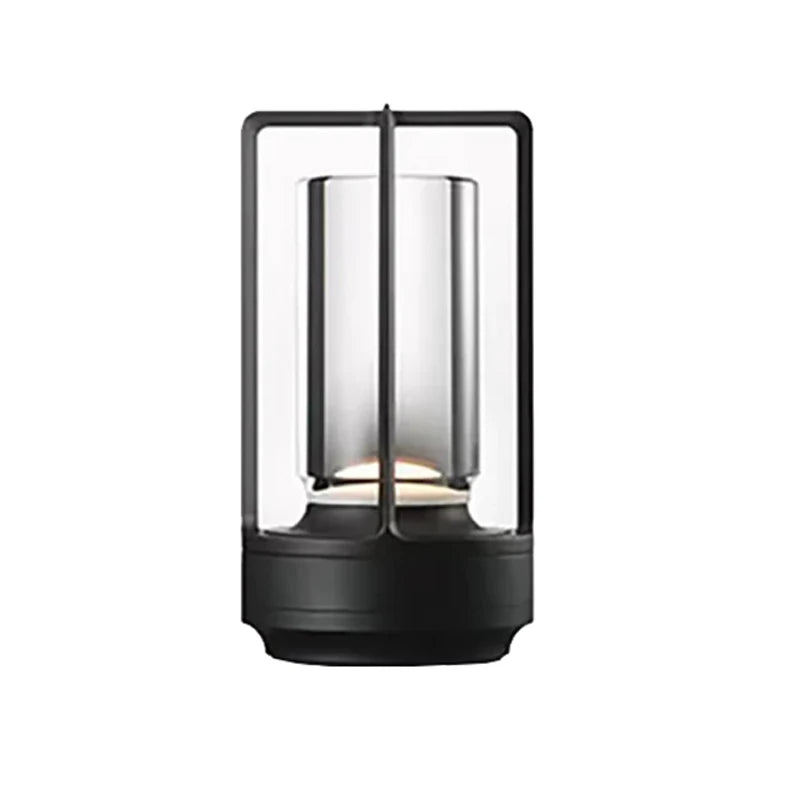 Cordless Crystal Table Lamp Rechargeable, Aluminum LED Lamp with Clear Glass Shade, 3 Color Dimmable