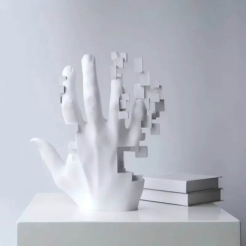 Nordic Resin Palm Sculpture – Minimalist Shelf Art Piece
