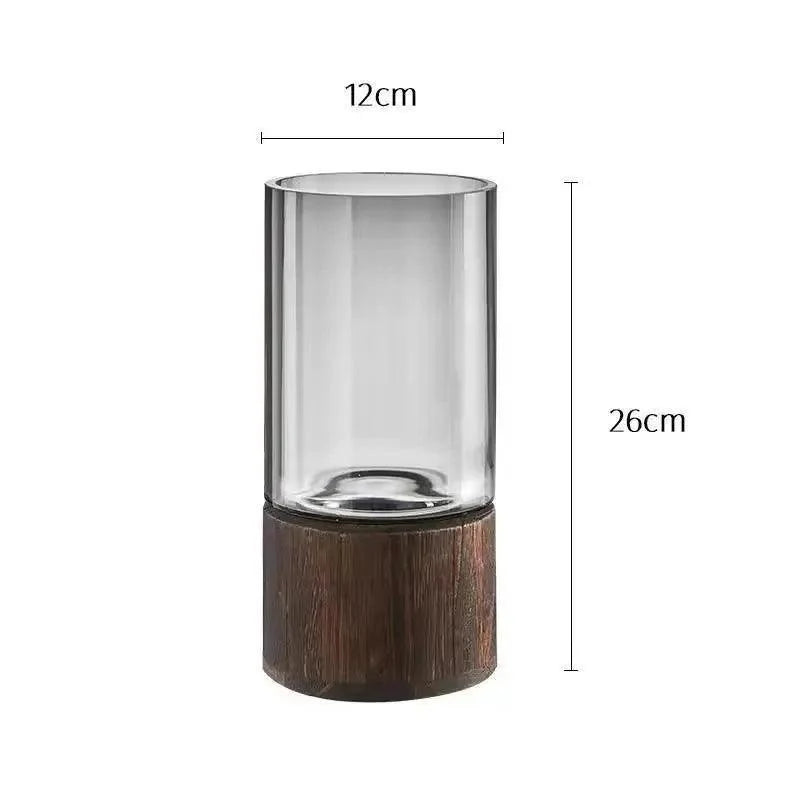 Wooden Glass Floral Vase